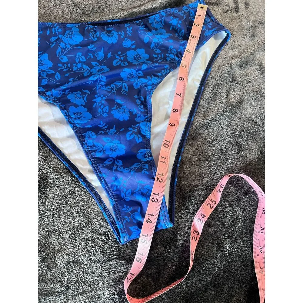 Sexy Women’s Blue Floral Bikini Set with Matching Sheer Sarong – Size 0XL
